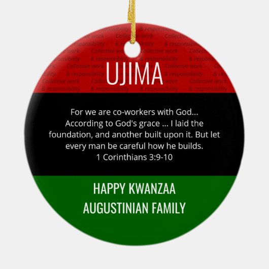 Kwanzaa UJIMA Keramik Ornament (Hinten)