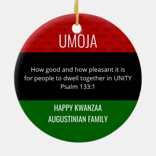 Kwanzaa UMOJA Keramik Ornament (Hinten)