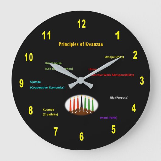 Kwanzaa Wall Clock Round Große Wanduhr (Vorderseite)