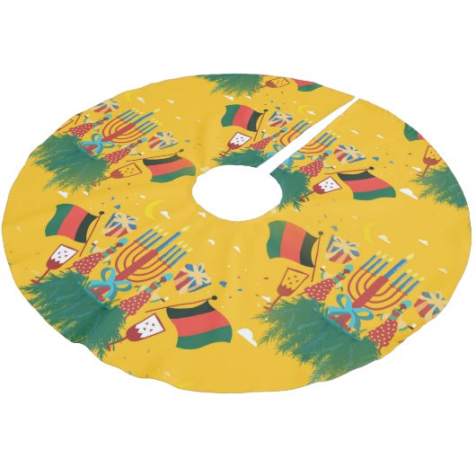 Kwanzaa-Weihnachtsbaumrock Polyester Weihnachtsbaumdecke (Schrägansicht)