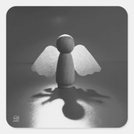 Kwetsbaarheid en breekbaarheid symbolic in Engel. Quadratischer Aufkleber