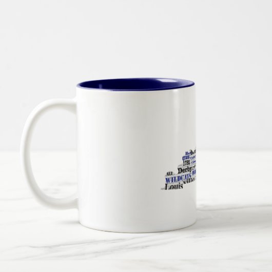 KY Word Cloud (V1 Blau) Zweifarbige Tasse (Links)