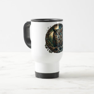 Kybernetische Eule Natur vs Technologie Steampunk Reisebecher