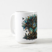 Kybernetischer Baum des Lebens Kosmischer Steampun Kaffeetasse (Vorderseite Links)