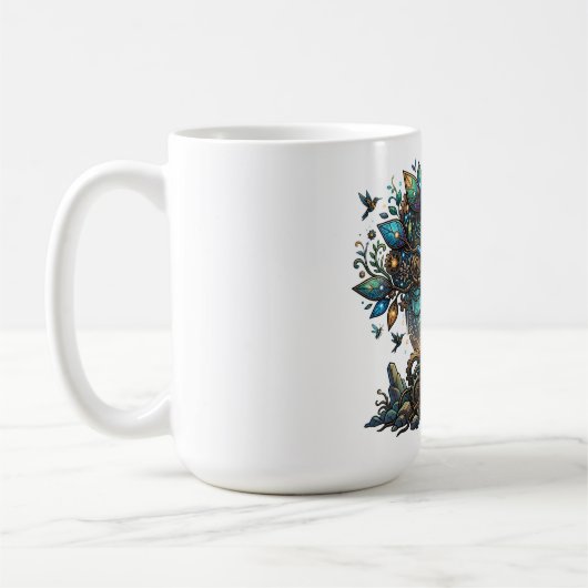Kybernetischer Baum des Lebens Kosmischer Steampun Kaffeetasse (Links)