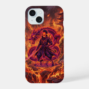 Kybernetischer Feuersamurai & Drache iPhone 15 Hülle