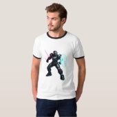 Kybernetischer Gladiator – Neonklingen-Krieger T-Shirt (Vorne ganz)