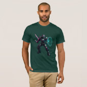 Kybernetischer Gladiator – Neonklingenkrieger T-Shirt (Vorne ganz)