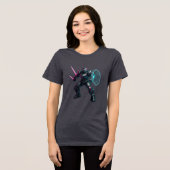 Kybernetischer Gladiator – Neonklingenkrieger Tri-Blend Shirt (Vorderseite voll)