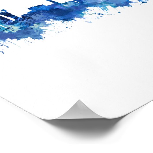 Kyiv Ukraine Skyline Blue Poster (Ecke)