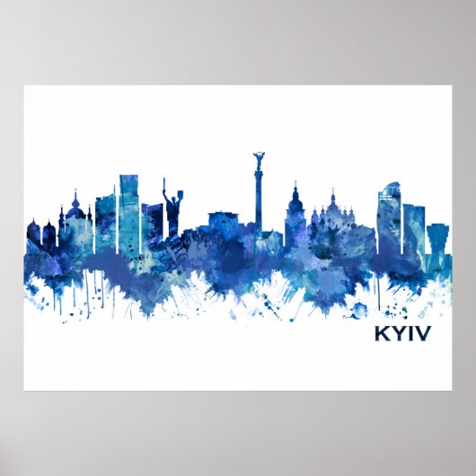 Kyiv Ukraine Skyline Blue Poster (Vorne)