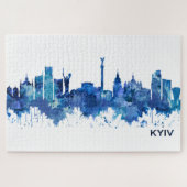 Kyiv Ukraine Skyline Blue Puzzle (Horizontal)