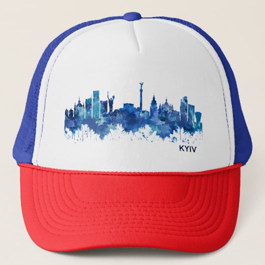 Kyiv Ukraine Skyline Blue Truckerkappe (Vorderseite)