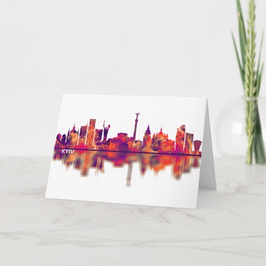 Kyiv Ukraine Skyline Feiertagskarte (Vorderseite)