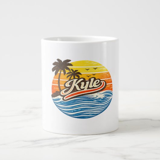 Kyle Retro-Sonnenuntergangs-Name-Design Jumbo-Tasse (Vorderseite)