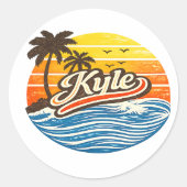 Kyle Retro-Sonnenuntergangs-Name-Design Runder Aufkleber (Vorderseite)