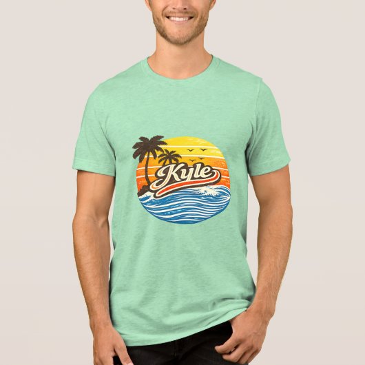 Kyle Retro Sunset Name Design Tri-Blend Shirt (Vorderseite)