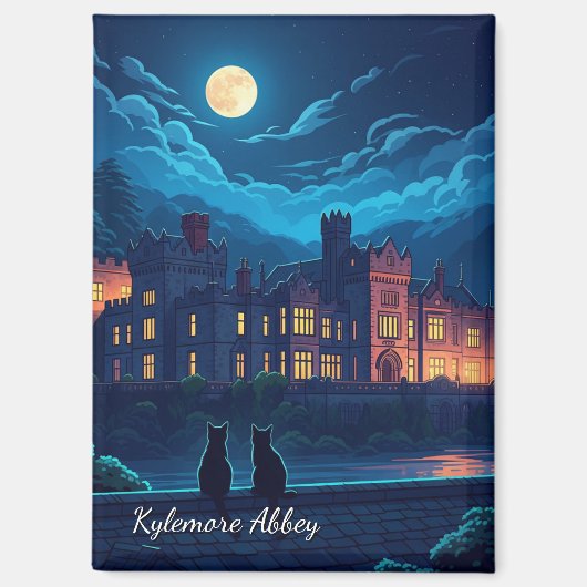 Kylemore Abbey Irland Katzen in der Nacht Magnet (Vorderseite)