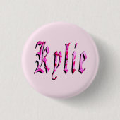 "Kylie" Floral Pink Kylie Name, Button (Vorderseite)