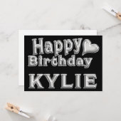 Kylie Happy Birthday Karte Grußkarte mit Herz (Vorderseite/Rückseite Beispiel)