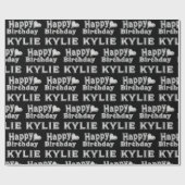 Kylie Happy Birthday silver black Geschenk papier Geschenkpapier (Flach)