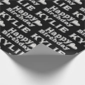 Kylie Happy Birthday silver black Geschenk papier Geschenkpapier (Ecke)