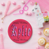 Kylie, Name, Logo, Pink Paper Party Plate. Pappteller (Party)