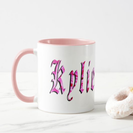 Kylie, Name, Logo Ringer Combo Kaffeetasse. Tasse (Mit Donut)