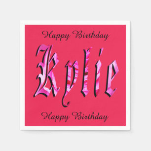 Kylie, Name, Logo, rosa Papier Geburtstag Napkins Serviette