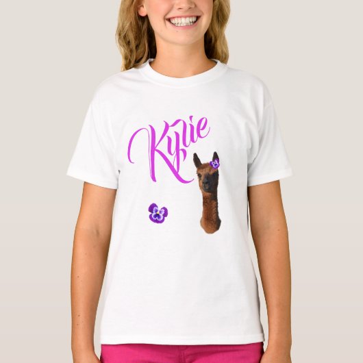 Kylie, Name mit Young Alpaca, T-Shirt (Vorderseite)