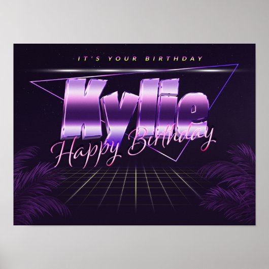 Kylie Name Vorname lila retro Poster Geburtstag (Vorne)