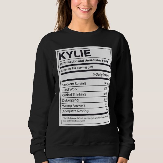 Kylie Nutrition Information Problem lösen Sweatshirt (Vorderseite)
