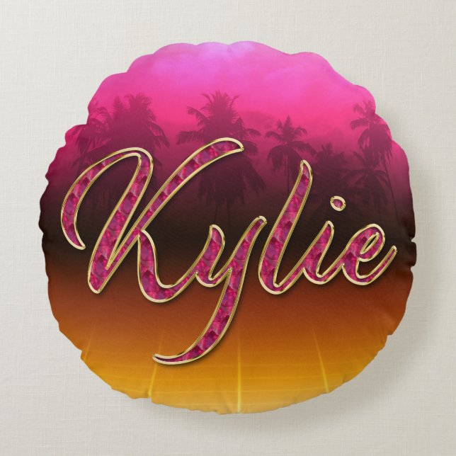 Kylie Vorname Name golden pink Kissen (Vorderseite)