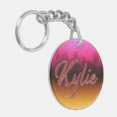 Kylie Vorname Name golden pink Schlüsselanhänger (Vorderseite links)
