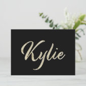 Kylie white gold Handwriting Karte (Stehend Vorderseite)