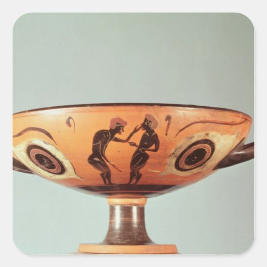 Kylix, schwarz, c.580-525 v. Chr. Quadratischer Aufkleber (Vorderseite)
