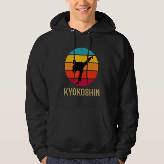 Kyokoshin Karate Vintag Sunset Martial Arts Styl Hoodie (Vorderseite)