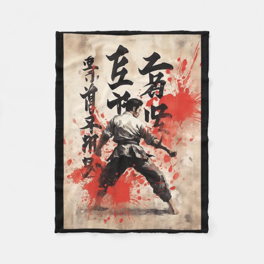 Kyokushin Karate Japanese Calligraphy Martial Arts Fleecedecke (Vorderseite)