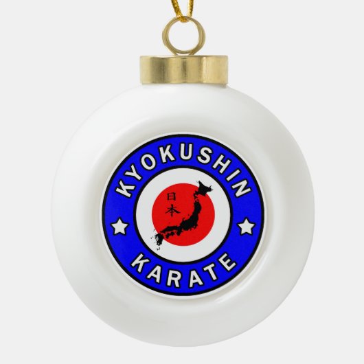 Kyokushin Karate Keramik Kugel-Ornament (Vorderseite)