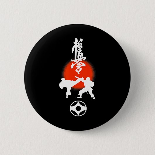 Kyokushin Kumite Karate Fan Design Button (Vorderseite)