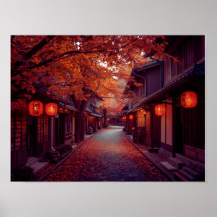Kyōto Autumn Street mit Lanterns - Japanisches Was Poster