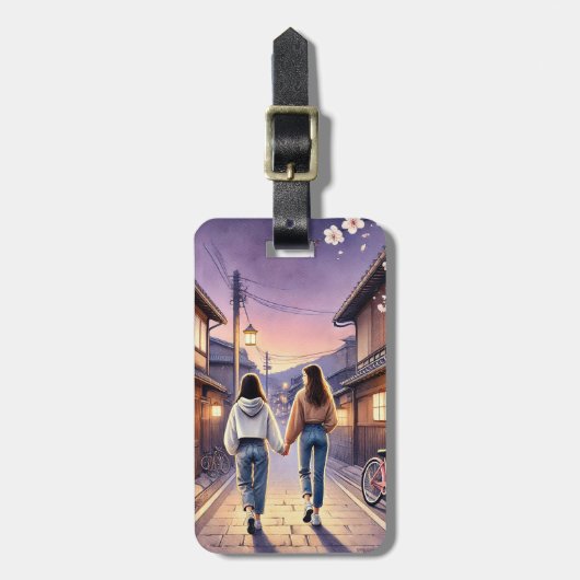 Kyoto Dusk Girlfriends Gepäckanhänger (Vorderseite vertikal)