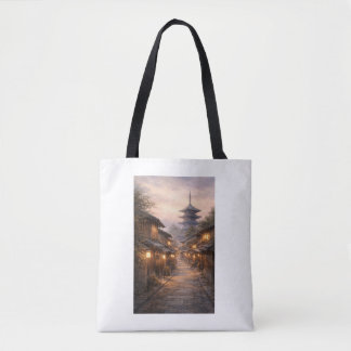 Kyoto Dusk Tote – Japanese Watercolor Zen Street Tasche