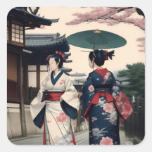 Kyoto-Frühlings-Spaziergang Kimono-Aufkleber