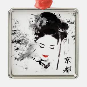 Kyoto-Geisha Silbernes Ornament