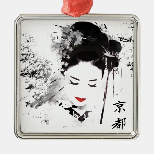 Kyoto-Geisha Silbernes Ornament (Vorne)