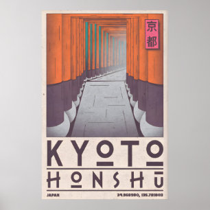Kyoto Honshu Wandkunst stilisierte Schrein-Tore Poster