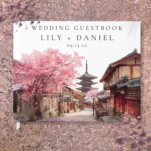 Kyoto Japan Aquarell-Hochzeit Gästebuch
