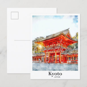 Kyoto Japan Aquarell-Skizze Handgezeichnet Postkarte