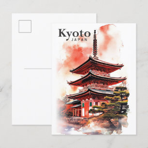 Kyoto Japan Aquarellmalerei Reise Postkarte